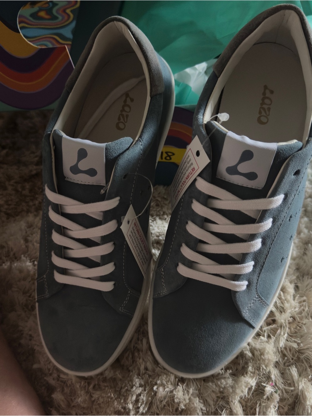 Lazzo. Women’s  blue Suede Low-Top Sneakers